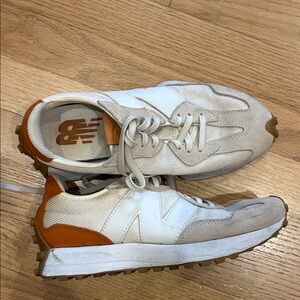 New Balance White and Rust Sneakers